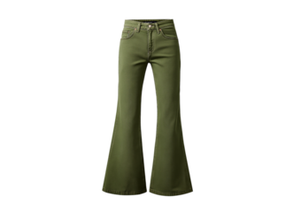 Green Bell Bottom Jeans isolated on a transparent background