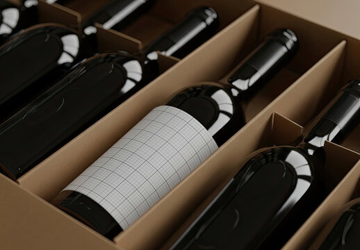 Wine Label Mockup on Production Line