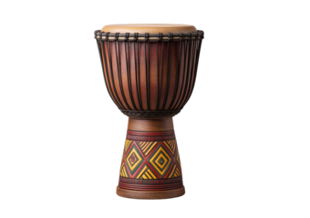 Traditional African Djembe Drum isolated on a transparent background