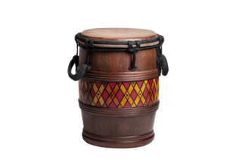 Traditional African Drum with Geometric Pattern isolated on a transparent background