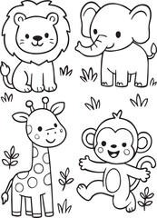 Fototapeta premium Safari Animal Silhouettes – Friendly Wildlife Clipart