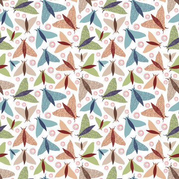 Whimsical Bugs seamless vector pattern.
