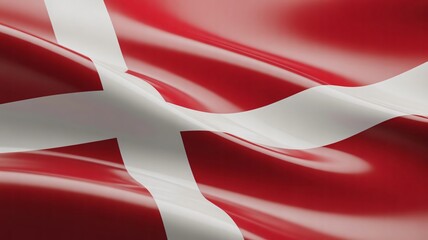 Denmark Flag Abstract 3D Wave Background – Glossy Red and White Modern Design