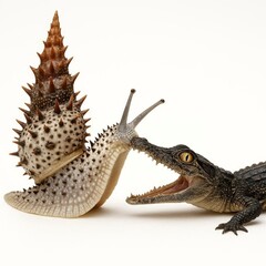 Fototapeta premium Carnivorous Dry land Snailosaurus eating a prey