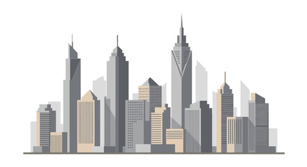 Naklejka premium Cityscape Silhouette Modern Urban Skyline Illustration.