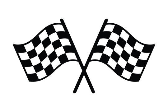 Two crossed checkered flags signaling the finish line