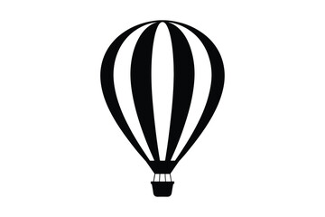 Classic black and white hot air balloon silhouette icon