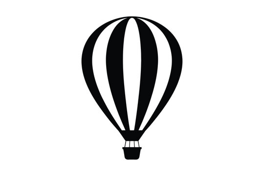 Classic black and white hot air balloon silhouette icon