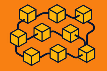 Obraz premium Cube chinese chain blockchain network speech vector text no punctuation icon contrast