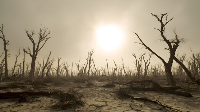 Silent forest reveals a landscape scarred by drought climate change and environmental loss
