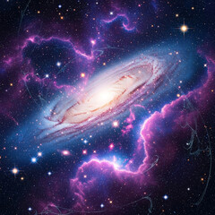 Obraz premium Explore the vastness of space with this mesmerizing galaxy. Its vibrant colors and swirling patterns inspire awe and creativity. Perfect for backgrounds or modern designs.