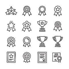 Black and white awards and achievement icons for websites apps presentations