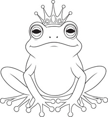Coloring book page for kids. Frog princess Sketch outline . Childrens education. Vector illustration