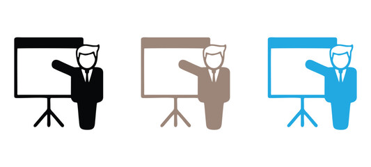 Business Meeting, Presentation, and Teamwork Vector Icon Set.
