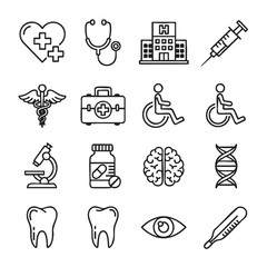 Black and white medical science healthcare icon background illustration vector