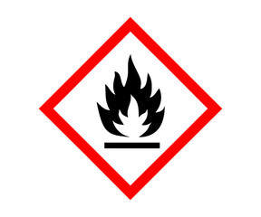 Flammable warning sign illustration on transparent background. 
