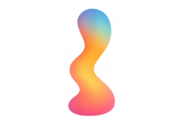 Abstract wavy fluid shape moving, vibrant colorful gradient creating a modern liquid blob element on transparent background
