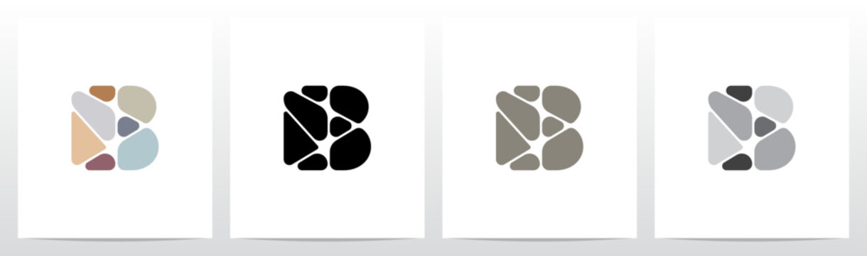 Pebbles Small Rock Flat Color Letter Initial Logo Design B