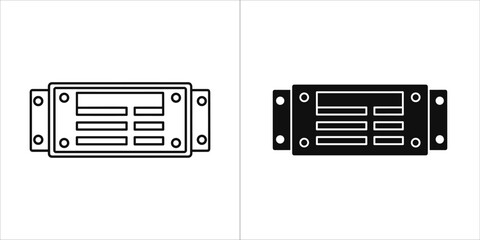 Fototapeta premium Black and white nameplate icon, simple vector illustration