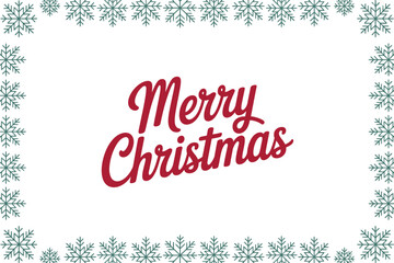 Fototapeta premium Merry Christmas greeting with snowflake border