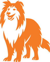 Orange Collie Dog Silhouette Standing Sheltie Dog Breed, Elegant Sheltie Silhouette Design for Pet Lovers
