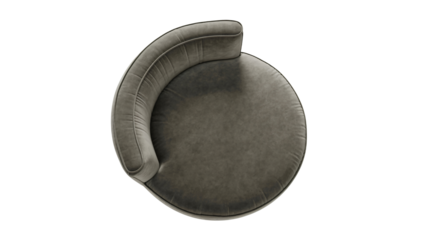 Luxurious modern grey velvet armchair, top down view, offering ultimate comfort and elegant design for contemporary living spaces and commercial interiors.