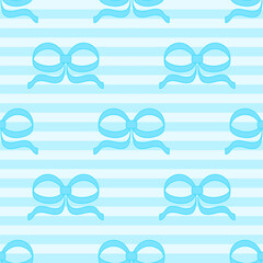 Seamless Blue Bow Ribbon Pattern Background. Cute. Decorative. Vector Illustration
