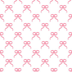 Seamless Pink Bow Ribbon Pattern Background. Cute. Decorative. Vector Illustration