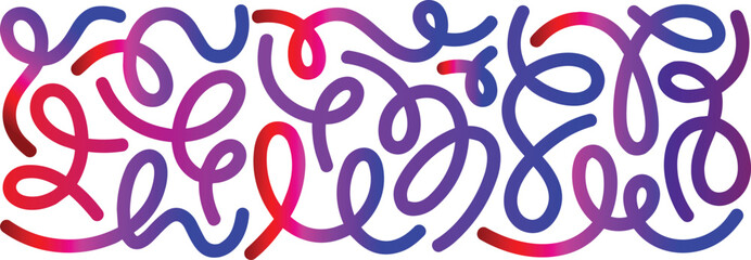 Abstract looping line design, colorful swirl pattern, fluid vector art, vibrant gradient curves, modern decorative element, dynamic motion, stock illustration