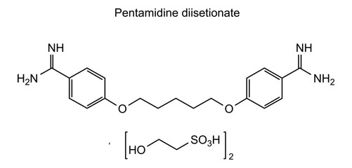 Pentamidine diisetionate, chemical structure of pentamidine diisetionate, drug substance