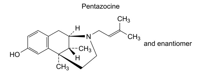 Pentazocine, chemical structure of pentazocine, drug substance