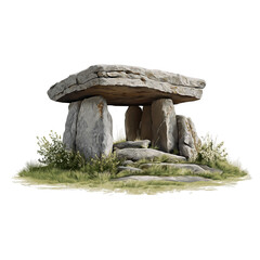 Ancient Stone Dolmen Structure isolated on a transparent background