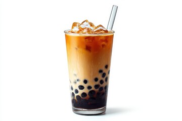 Iced Brown Sugar Bubble Milk Tea Cup. boba tea. 