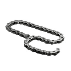 Metal S-shaped bicycle chain isolated on a transparent background