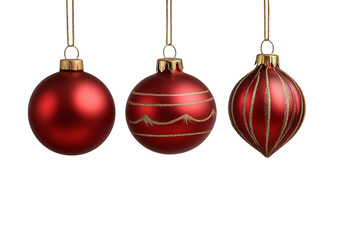Red Christmas Ornaments with Gold Detail isolated on a transparent background 1