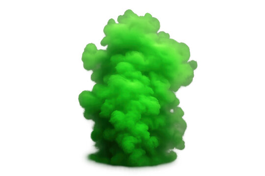 Green smoke cloud explosion with toxic gas spreading, rendering danger and chemical pollution, transparent background - Powered by Adobe