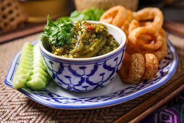 Northern thai green chilli dip , Nam prik num 