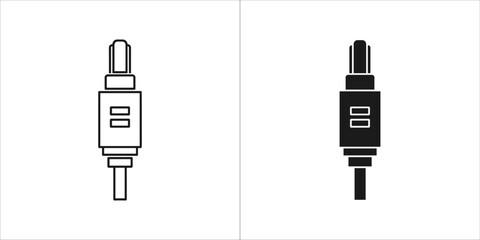 Black and white audio jack icon in simple style