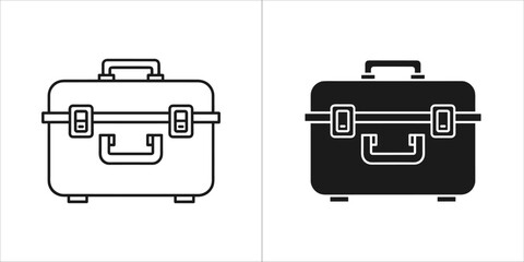 Black and white toolbox icon in simple style for web design