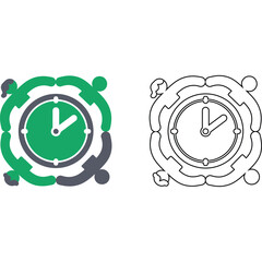 Clock with People Icon Design time team teamwork illustration graphic vector watch hour minute second deadline
