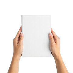 Obraz premium Two hands holding a blank white sheet of paper ready for content creation isolated on transparent background