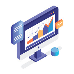 3d business graph and chart vector illustration icon