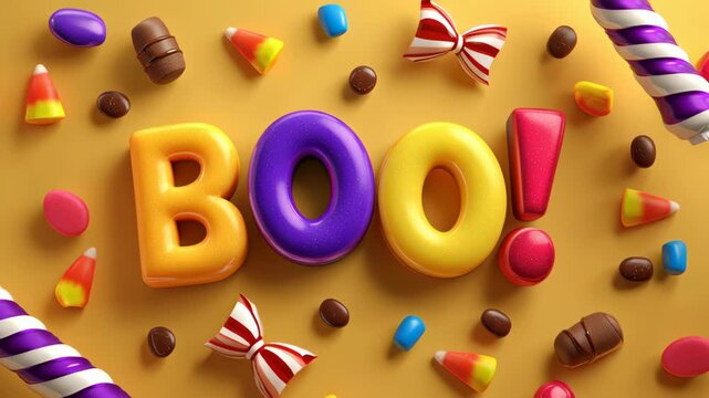 Colorful Halloween candy with playful letters.