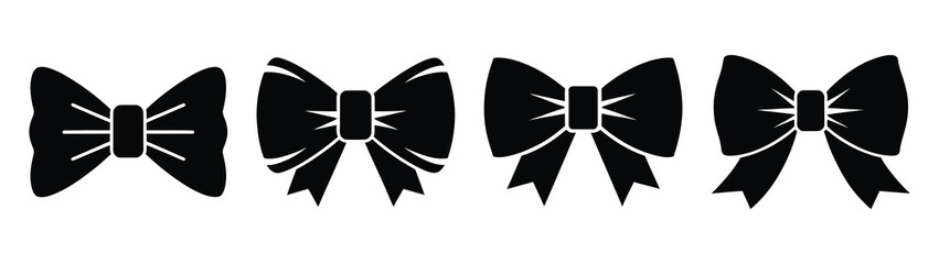 candy bow silhouette vector icons collection isolated on white background.Christmas Vector Icon Set.