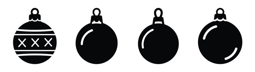 christmas bauble silhouette vector icons collection isolated on white background.Christmas Vector Icon Set.