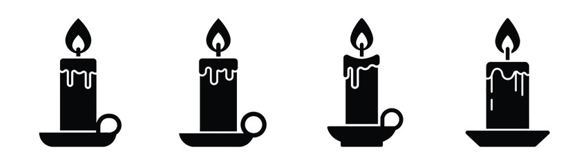 christmas candle light silhouette vector icons collection isolated on white background.Christmas Vector Icon Set.