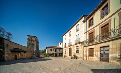 Visit the charming Plaza de Doña Sancha in Covarrubias, Spain