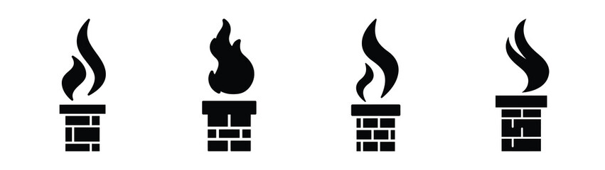 christmas chimney smoke silhouette vector icons collection isolated on white background.Christmas Vector Icon Set.