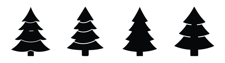 christmas tree silhouette vector icons collection isolated on white background.Christmas Vector Icon Set.
