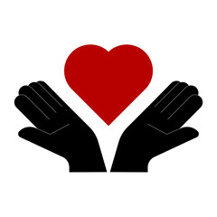 Hands Holding Heart Icon on Transparent Background